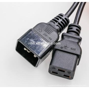 2 m 6 &#39;pies IEC C19-C20 macho a hembra Cable de extensión del servidor de alimentación de red UK
